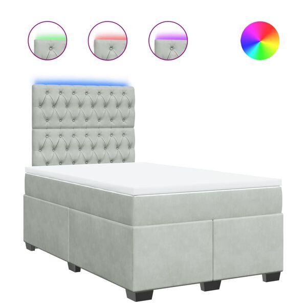 vidaXL Sommier &agrave; lattes de lit et matelas gris clair 120x190cm velours