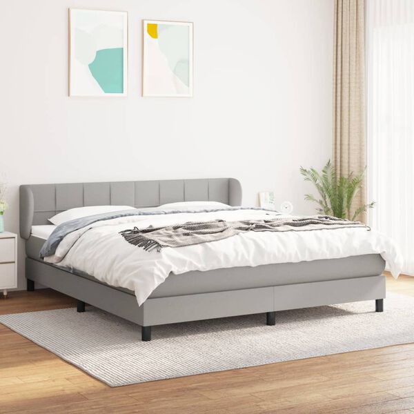 vidaXL Sommier &agrave; lattes de lit avec matelas Gris clair 160x200cm Tissu