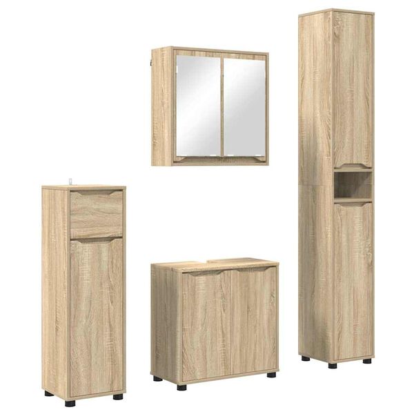 vidaXL Ensemble de mobilier de salle de bain 4 pcs Ch&ecirc;ne Sonoma