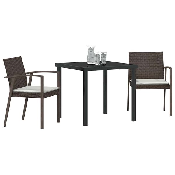 vidaXL Ensemble de salle à manger pour jardin 3 pcs Marron et Noir