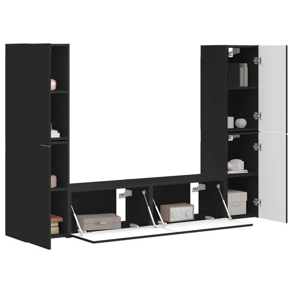vidaXL Ensemble meuble TV 6 pcs Noir Bois d'ing&eacute;nierie