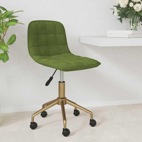 vidaXL Chaise pivotante de salle &agrave; manger Vert clair Velours