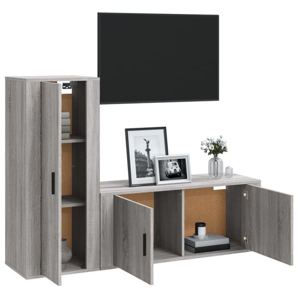 vidaXL Ensemble de meubles TV 2 pcs Sonoma gris Bois d'ing&eacute;nierie