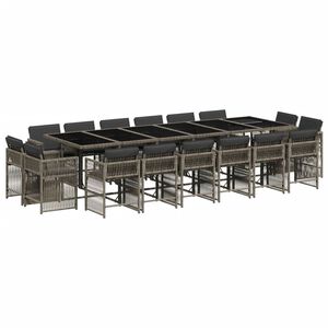 vidaXL Ensemble &agrave; manger de jardin 17 pcs et coussins r&eacute;sine tress&eacute;e