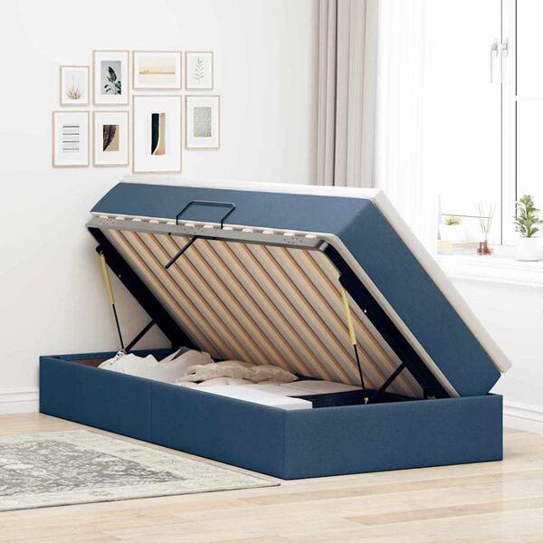 vidaXL Lit avec rangement et matelas Bleu 90 x 200 cm Polyester