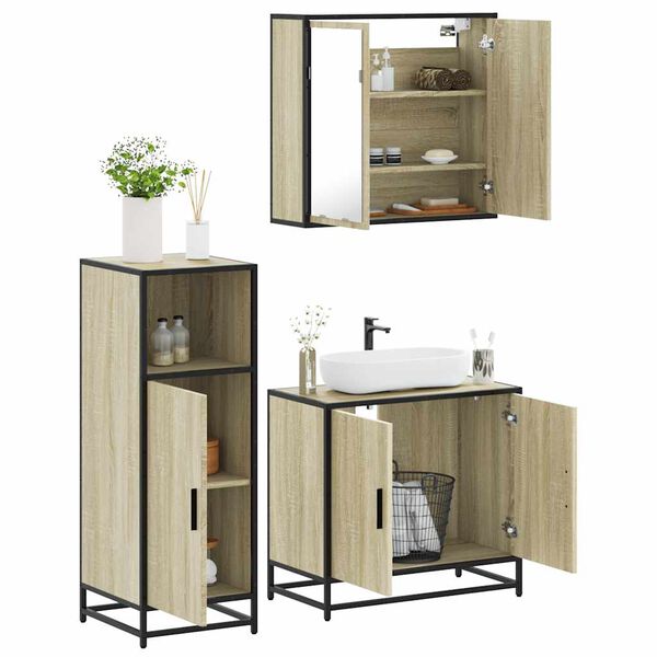 vidaXL Ensemble de meubles de salle de bain 3 pcs chêne sonoma
