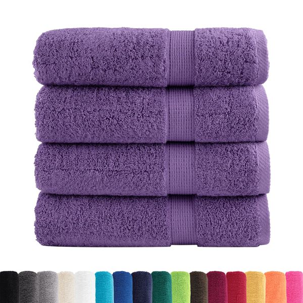 vidaXL Essuie-mains de qualit&eacute; sup&eacute;rieure SOLUND 4 pcs violet 600 g/m&sup2;