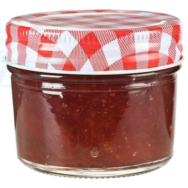 vidaXL 24 pcs Pots à confiture Couvercles blanc et rouge Verre 110 ml