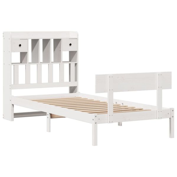 vidaXL Lit bibliothèque sans matelas blanc 75x190cm bois de pin massif