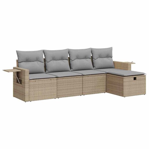 vidaXL Salon de jardin avec coussins 5 pcs beige r&eacute;sine tress&eacute;e