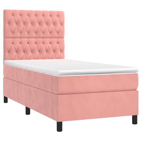 vidaXL Sommier &agrave; lattes de lit avec matelas Rose 100x200 cm Velours