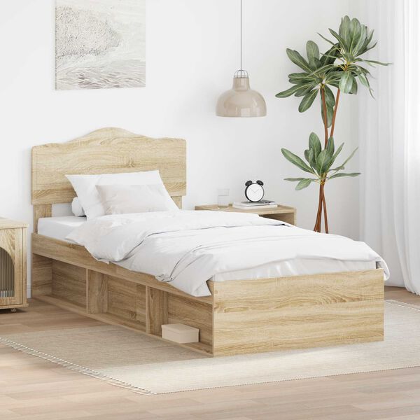 vidaXL Cadre de lit Sonoma 90 x 190 cm Bois de pin massif