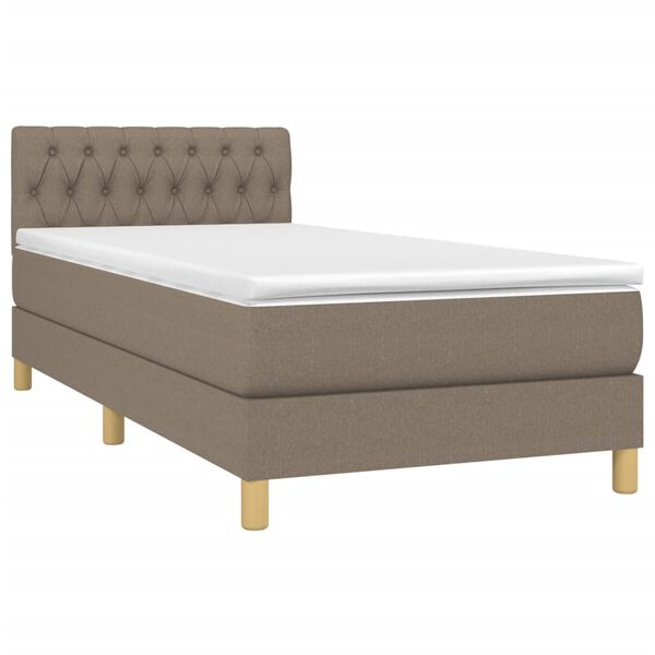 vidaXL Sommier &agrave; lattes de lit avec matelas Taupe 90x200 cm Tissu
