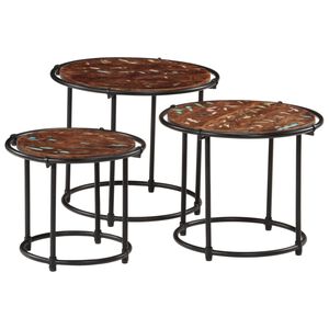 vidaXL Tables gigognes 3 pcs bois massif de r&eacute;cup&eacute;ration