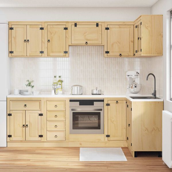 vidaXL Armoire avec tiroir avec porte SKI 10 pcs Brun Miel Pin massif