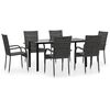 vidaXL Ensemble &agrave; manger de jardin 7 pcs Gris R&eacute;sine tress&eacute;e