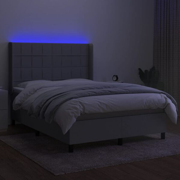vidaXL Sommier &agrave; lattes de lit matelas LED Gris clair 140x190 cm Tissu