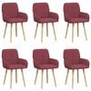 vidaXL Chaises de salle &agrave; manger 6 pc Tissu Bordeaux