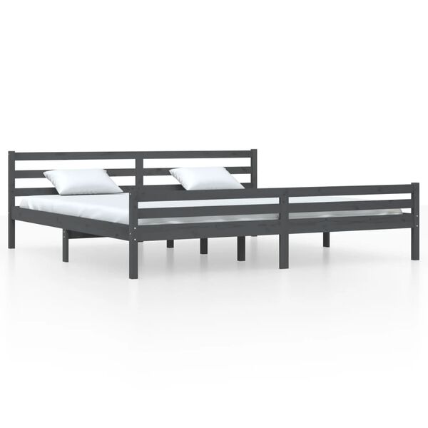 vidaXL Cadre de lit sans matelas bois massif gris 200x200 cm