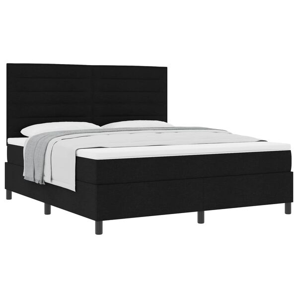 vidaXL Lit &agrave; ressorts avec matelas Noir 180 x 200 cm tissu