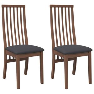 vidaXL Chaises à manger coussins 2 pcs marron bois massif caoutchouc
