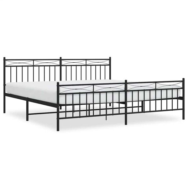 vidaXL Cadre de lit m&eacute;tal sans matelas avec pied de lit noir 193x203cm