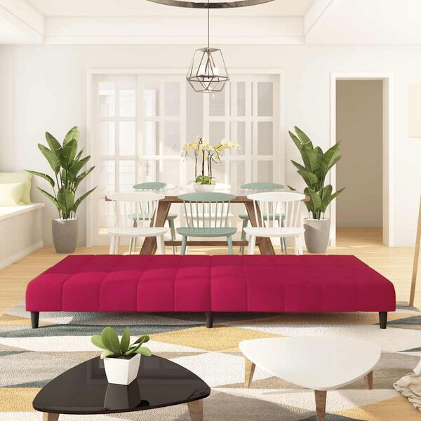 vidaXL Canap&eacute;-lit 2 places rouge bordeaux velours