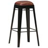 vidaXL Tabourets de bar lot de 4 noir cuir v&eacute;ritable