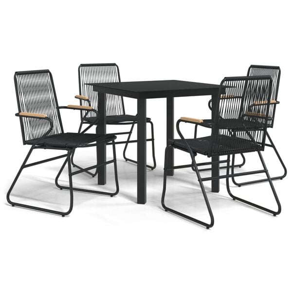 vidaXL Ensemble &agrave; manger de jardin 5 pcs Noir Rotin PVC