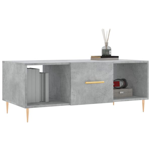 vidaXL Table basse gris béton 102x50x40 cm bois d'ingénierie