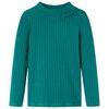 T-shirt enfants à manches longues tricot côtelé vert foncé 140