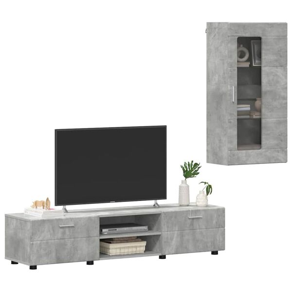 vidaXL Ensemble meuble TV FLORIN Gris b&eacute;ton Bois d'ing&eacute;nierie