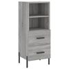 vidaXL Buffet haut Sonoma gris 34,5x34x180 cm Bois d'ing&eacute;nierie