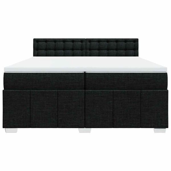 vidaXL Sommier &agrave; lattes de lit avec matelas Noir 200x200 cm Tissu