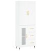 vidaXL Buffet haut Blanc 69,5x34x180 cm Bois d'ing&eacute;nierie