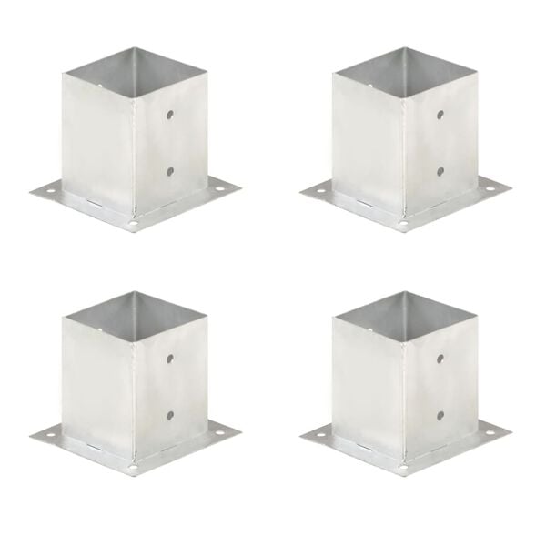 vidaXL Ancres de poteau 4 pcs M&eacute;tal galvanis&eacute; 121 mm