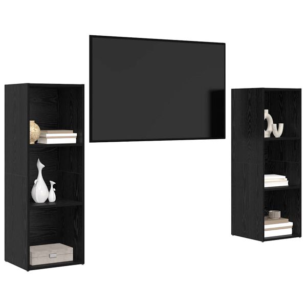 vidaXL Ensemble meuble TV 2 pcs Ch&ecirc;ne noir 107 x 35 x 37 cm