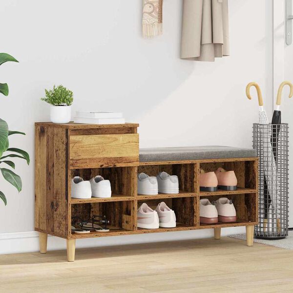 vidaXL Cabinet &agrave; chaussures avec tiroir Bois ancien 102 x 36 x 60 cm