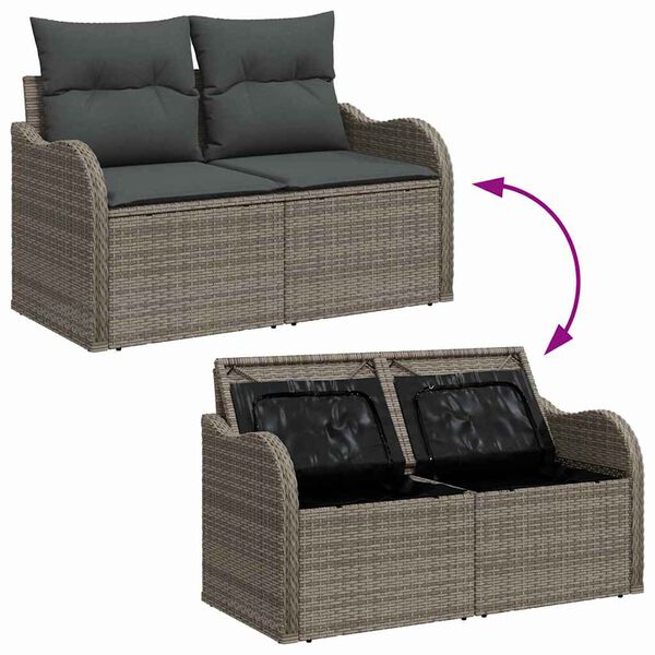 vidaXL Ensemble de canap&eacute; de jardin 6 pcs Gris Poly rotin