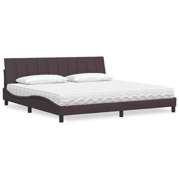 vidaXL Lit avec matelas Hanko marron fonc&eacute; 200x200 cm tissu