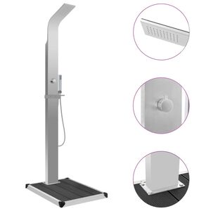 vidaXL Douche d'ext&eacute;rieur avec receveur de douche WPC Acier inoxydable