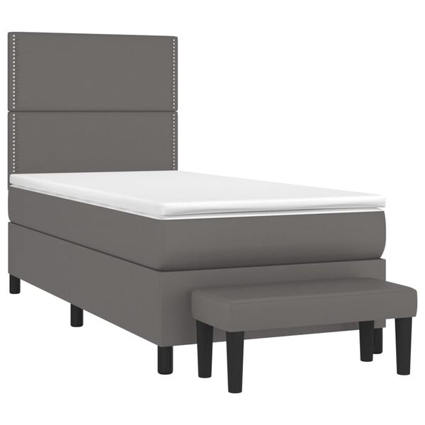 vidaXL Sommier &agrave; lattes de lit avec matelas Gris 90x190 cm Similicuir