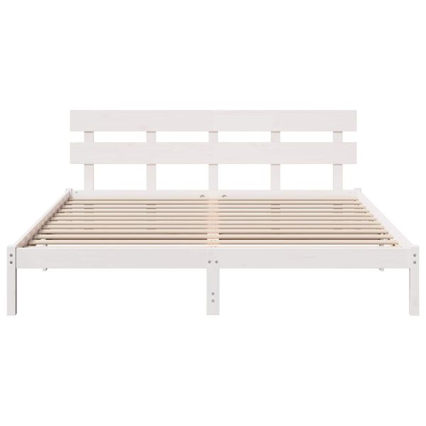 vidaXL Cadre de lit Blanc 200 x 200 cm Bois de pin massif