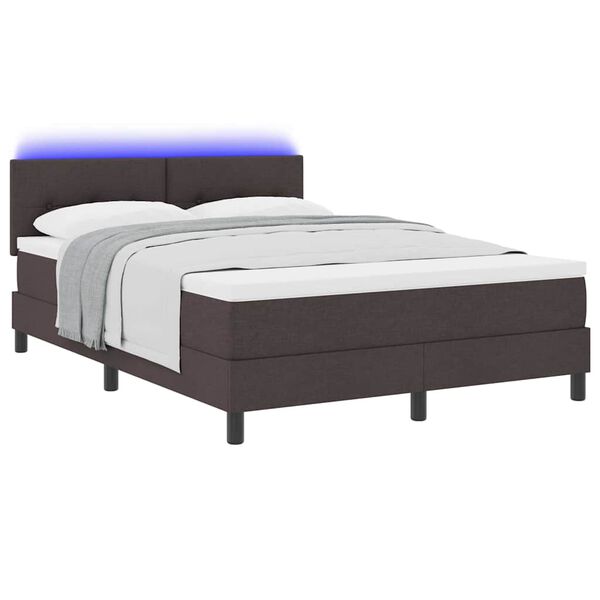 vidaXL Lit &agrave; ressorts avec matelas Marron fonc&eacute; 140 x 190 cm tissu