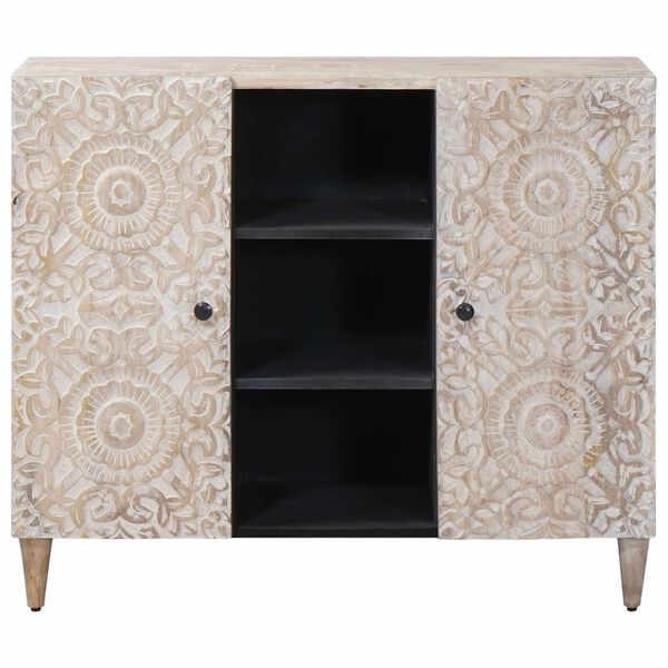 vidaXL Buffet avec porte Blanc 90 x 33,5 x 75 cm Bois de mangue massif