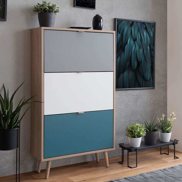 Finori Armoire &agrave; chaussures C-uba 42 Ch&ecirc;ne Sonoma et tricolore