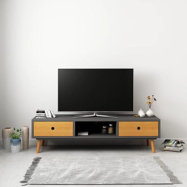 vidaXL Meuble TV gris 120x35x35 cm Bois de pin massif