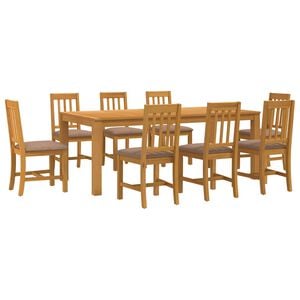 vidaXL Ensemble de salle &agrave; manger 9 pc Gris Bois de ch&ecirc;ne massif