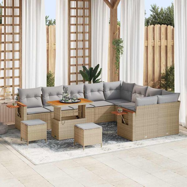vidaXL Ensemble de canapé de jardin 12 pcs beige et gris clair