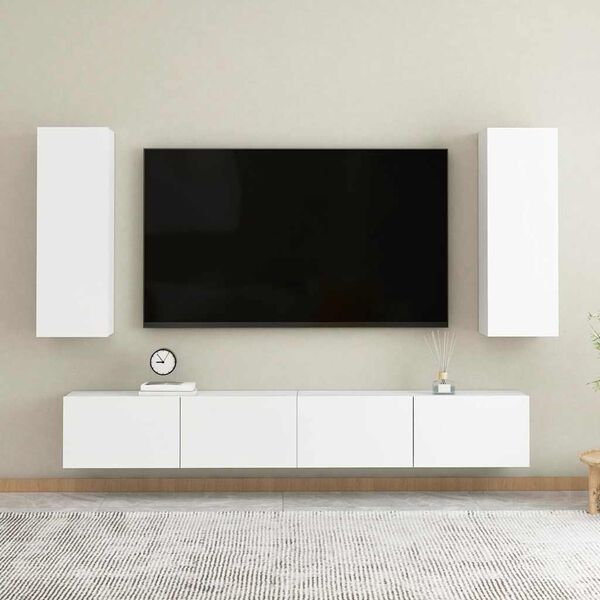 vidaXL Ensemble de meubles TV 4 pcs Blanc Bois d'ing&eacute;nierie